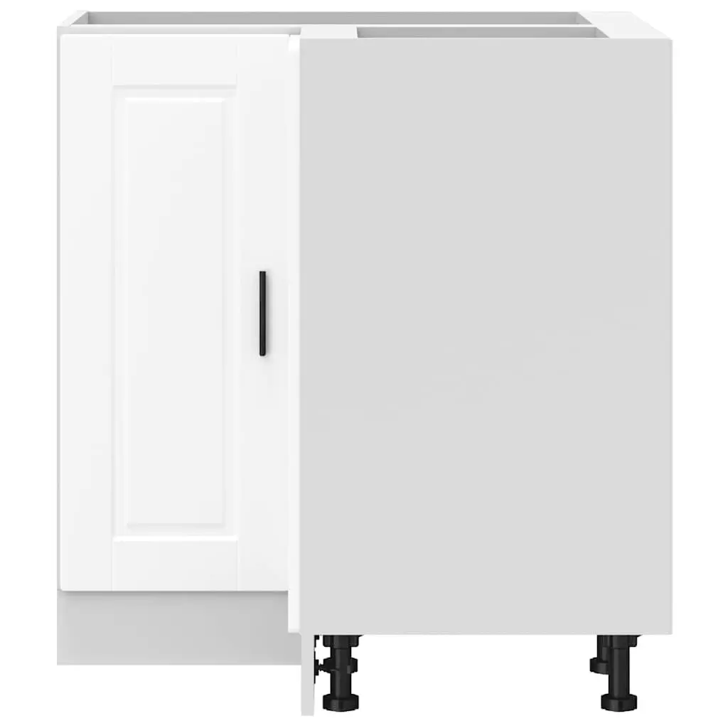Kitchen Corner Base Cabinet White Engineered Wood Storage Cupboard Organizer