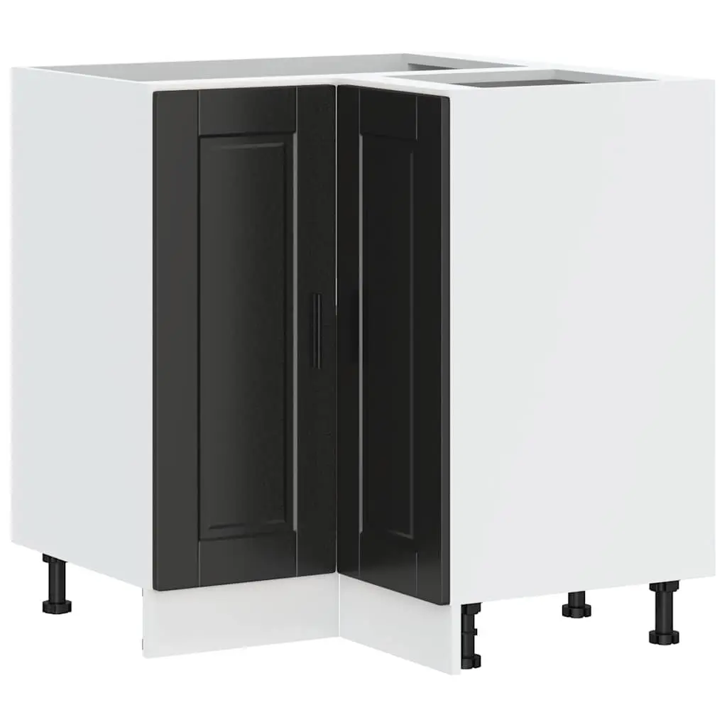 Corner Base Cabinet Black Engineered Wood Adjustable Storage Unit