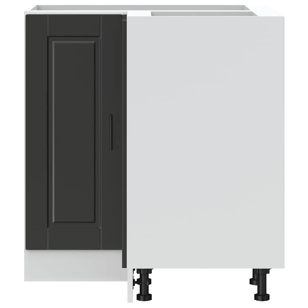 Corner Base Cabinet Black Engineered Wood Adjustable Storage Unit