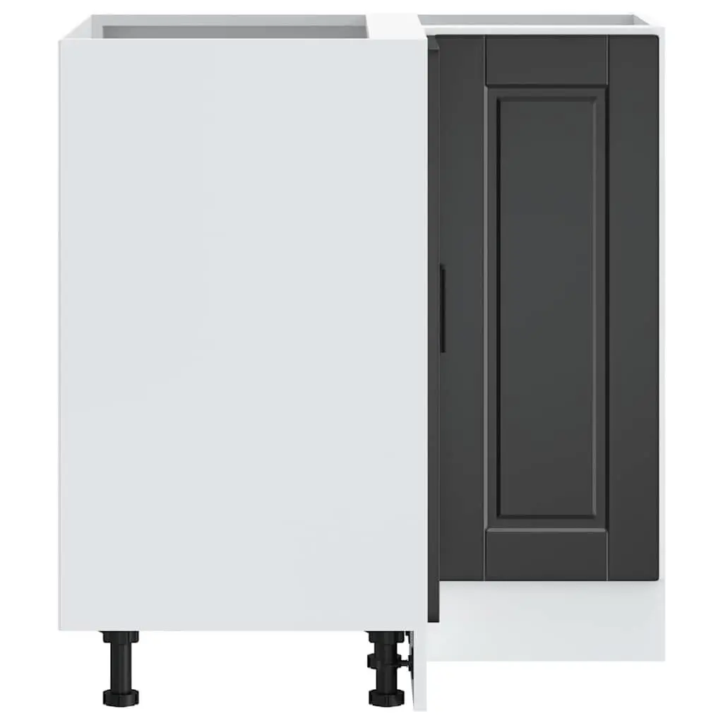 Corner Base Cabinet Black Engineered Wood Adjustable Storage Unit