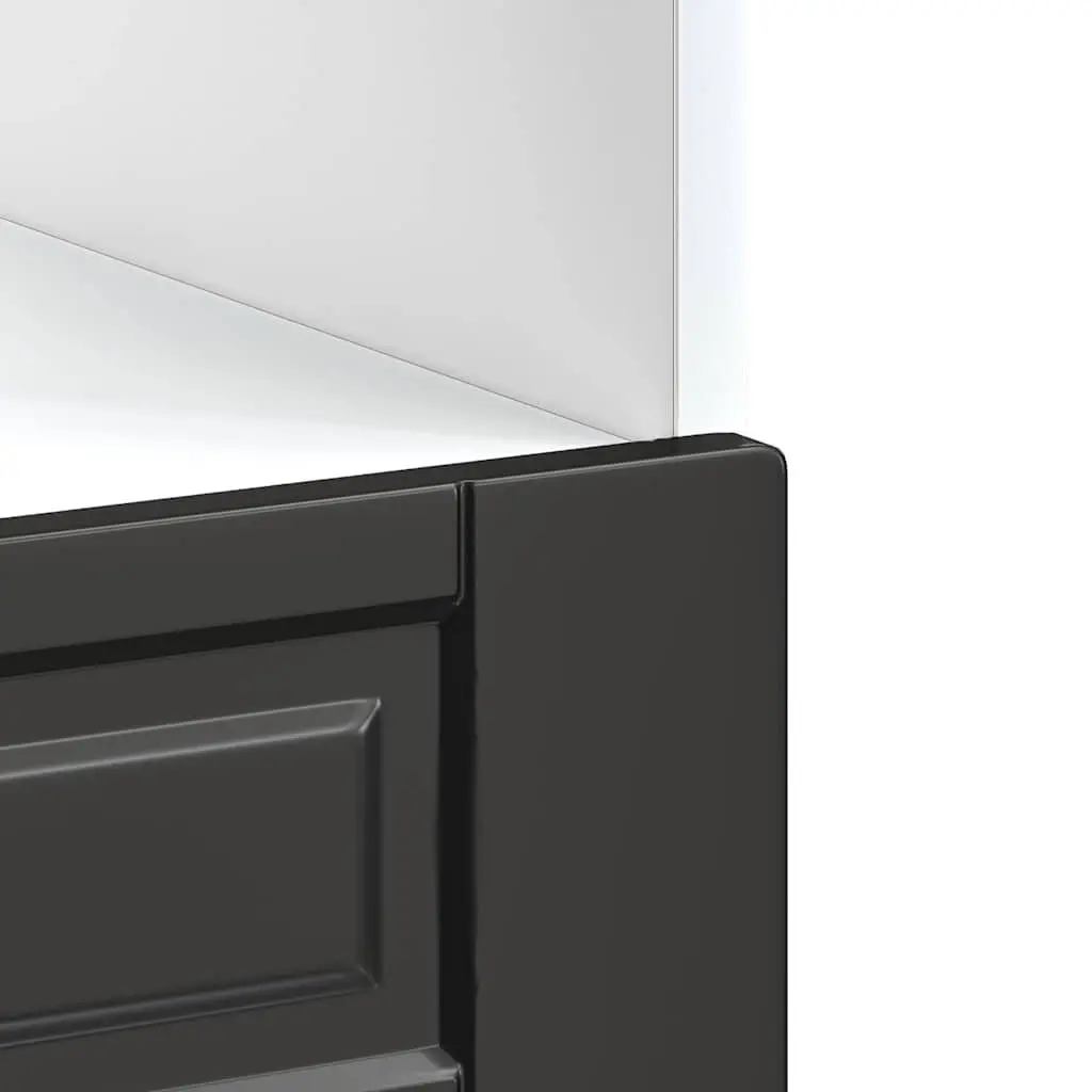Kitchen Oven Cabinet Black Engineered Wood Storage Unit Compact Space-Saving
