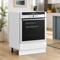 Oven Cabinet White High Gloss Engineered Wood Kitchen Storage Unit Compact