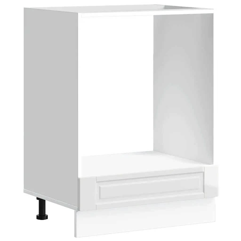 Oven Cabinet White High Gloss Engineered Wood Kitchen Storage Unit Compact