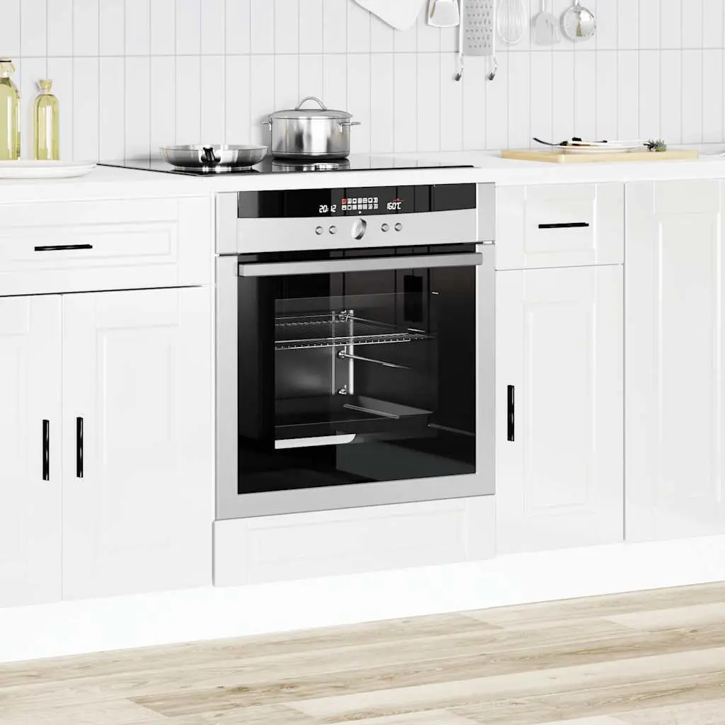 Oven Cabinet White High Gloss Engineered Wood Kitchen Storage Unit Compact
