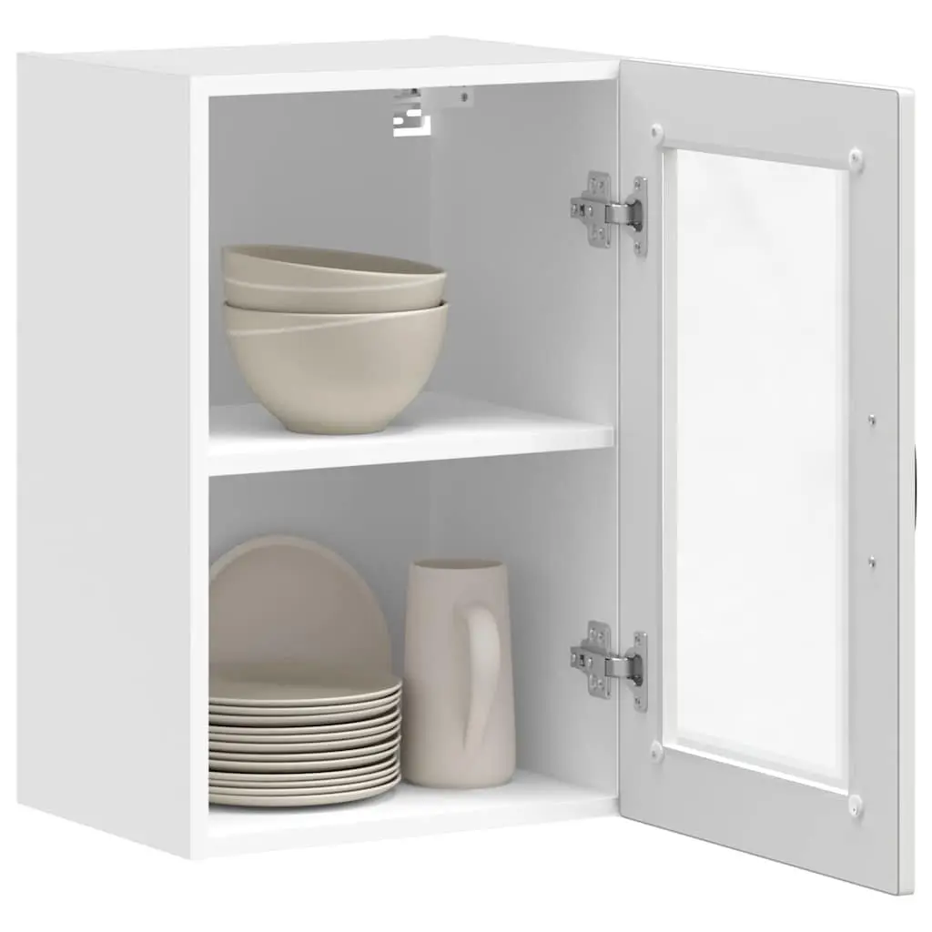 Kitchen Cabinet Wall-Mounted White Glass Door Storage Unit