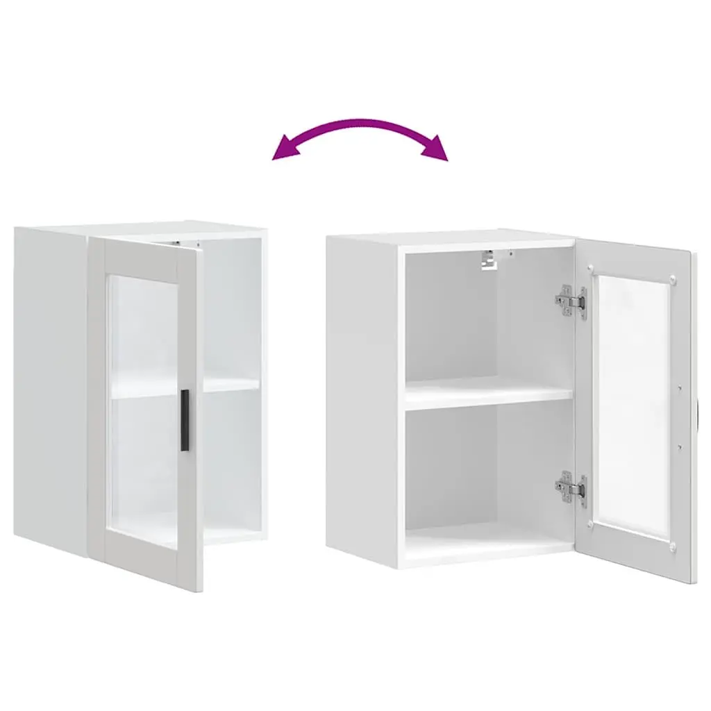 Kitchen Cabinet Wall-Mounted White Glass Door Storage Unit