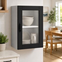 Your Friendly Black Glass Door Kitchen Cabinet