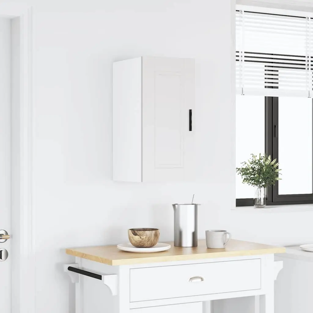 Kitchen Wall Cabinet White Engineered Wood Storage Cupboard Mounted Organizer