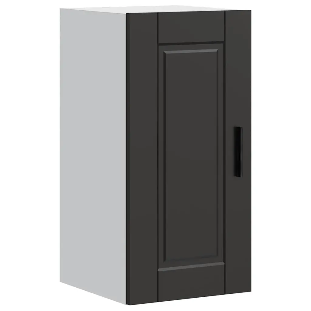 Kitchen Wall Cabinet Black Storage Unit Engineered Wood Mounted Organizer