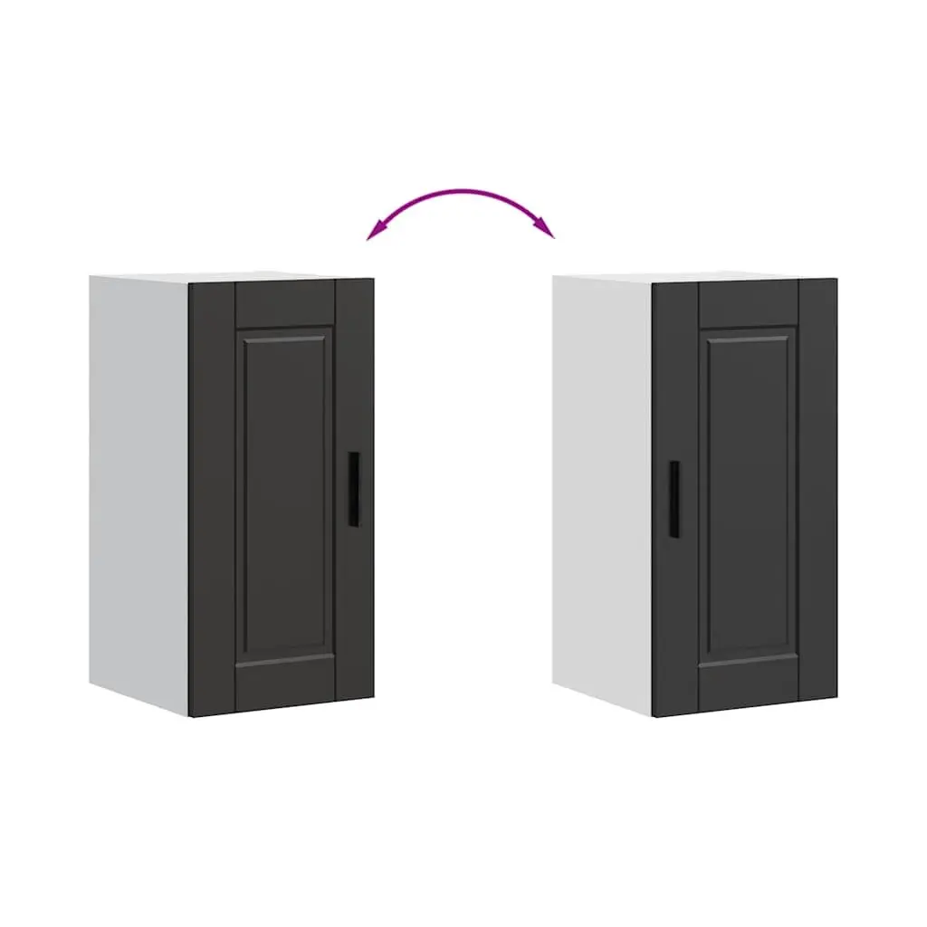 Kitchen Wall Cabinet Black Storage Unit Engineered Wood Mounted Organizer