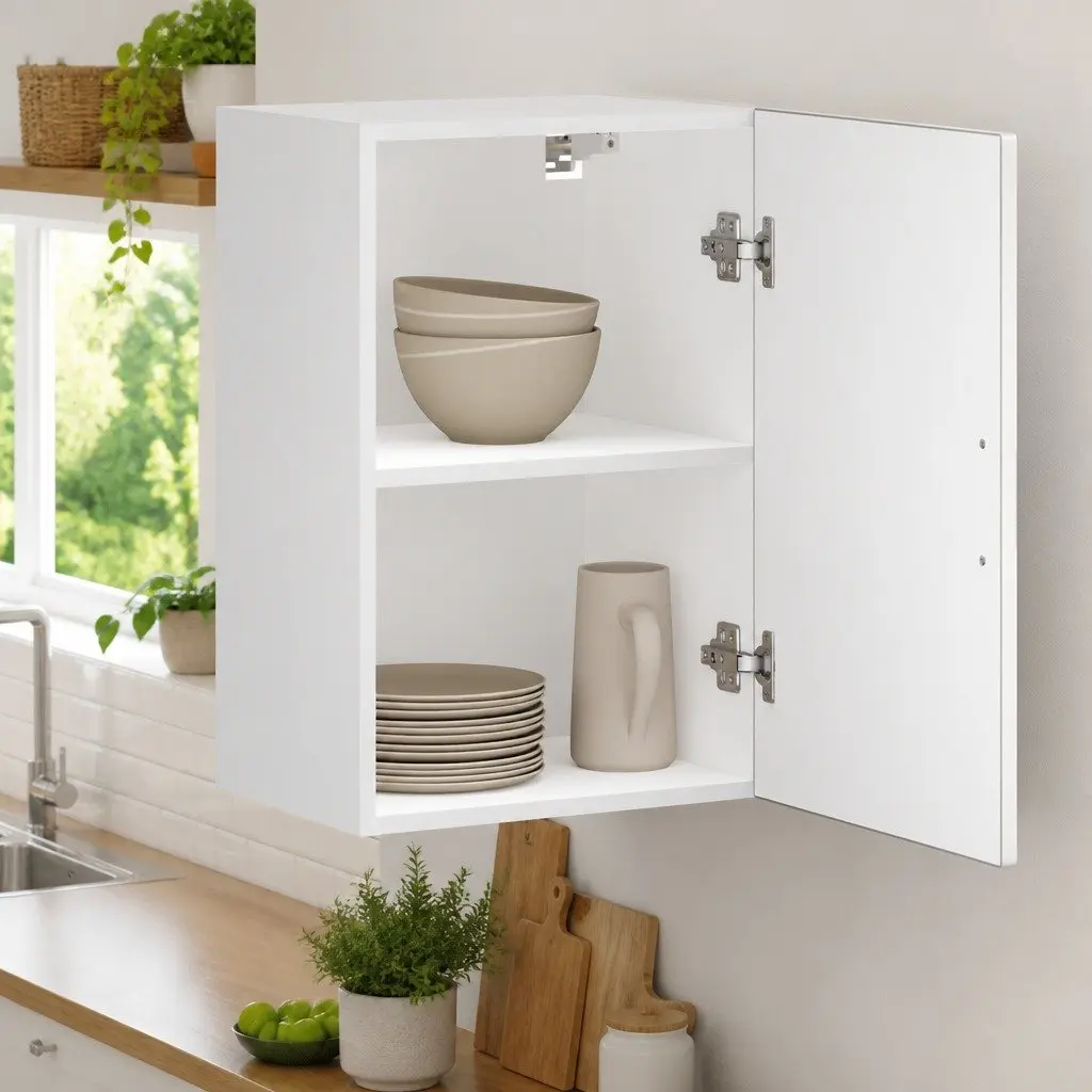 Kitchen Wall Cabinet White Engineered Wood Storage Cupboard Mounted