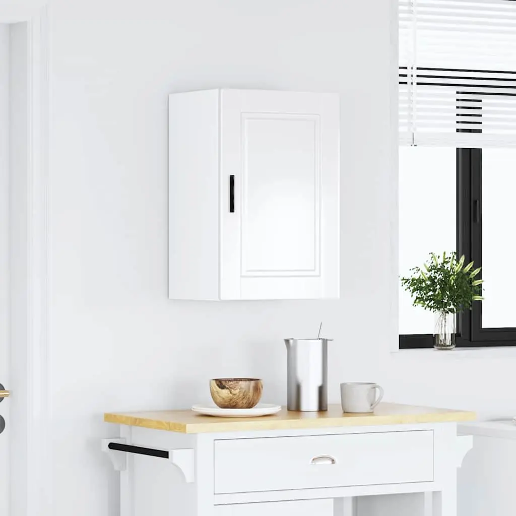 Kitchen Cabinet White High Gloss Wall Mounted Storage Engineered Wood