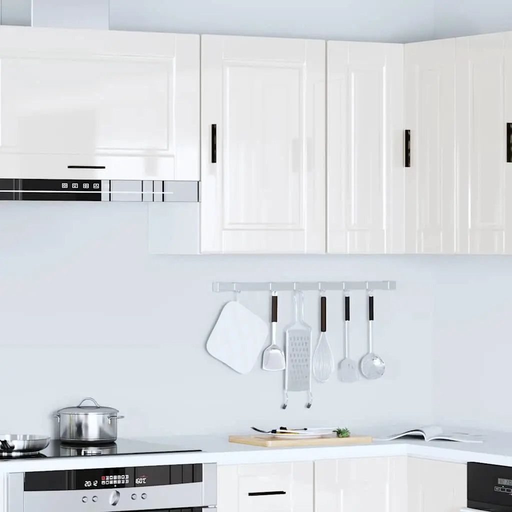 Kitchen Cabinet White High Gloss Wall Mounted Storage Engineered Wood