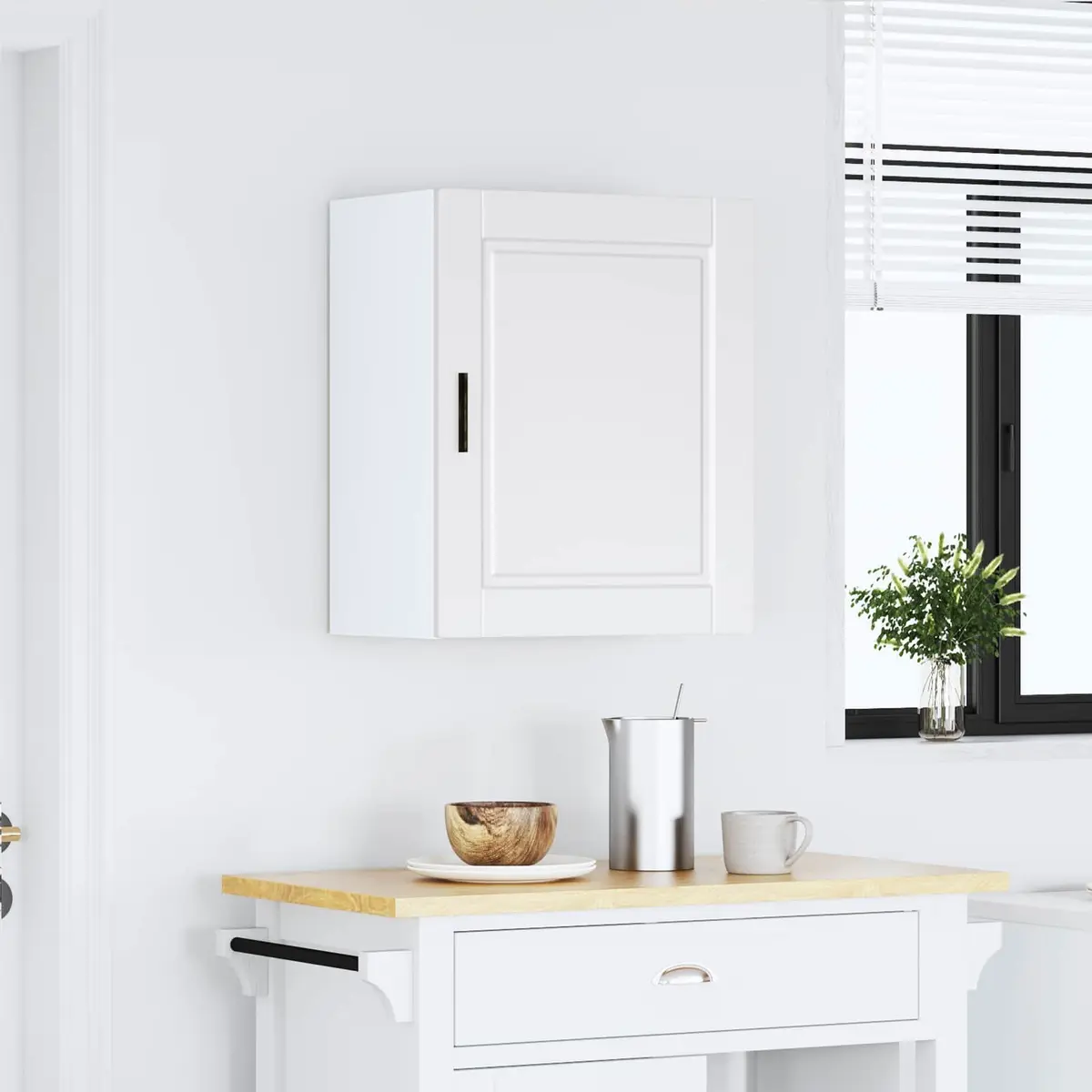 White Kitchen Wall Cabinet for Organization