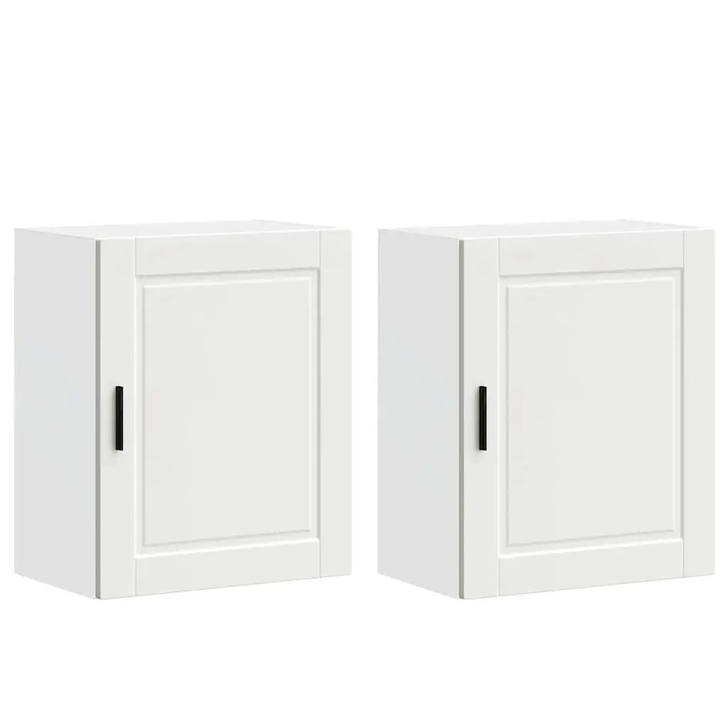 Kitchen Wall Cabinets 2 pcs White Engineered Wood Storage Cupboards Door Mounted