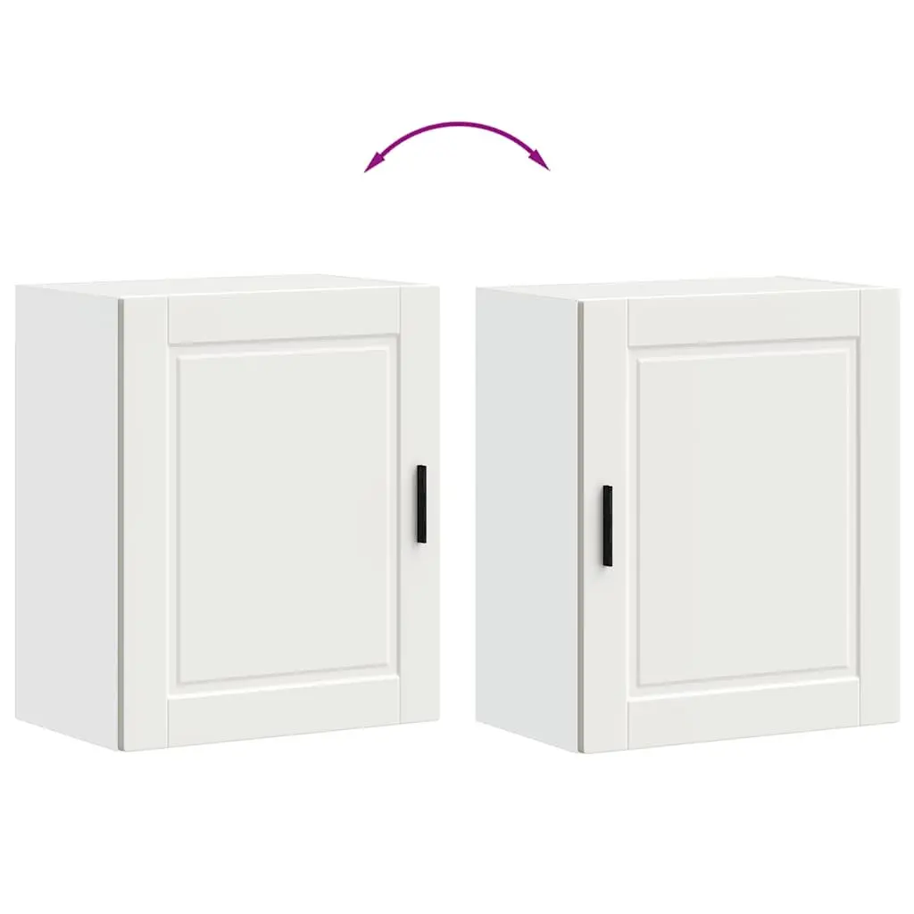 Kitchen Wall Cabinets 2 pcs White Engineered Wood Storage Cupboards Door Mounted