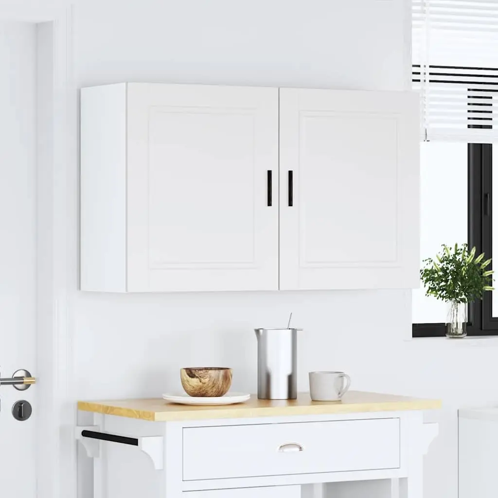 Kitchen Wall Cabinets 2 pcs White Engineered Wood Storage Cupboards Door Mounted