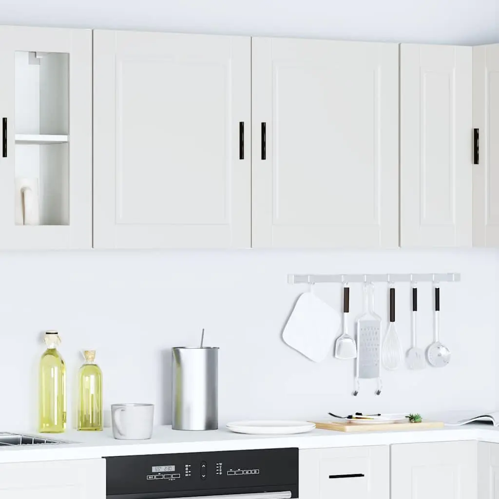 Kitchen Wall Cabinets 2 pcs White Engineered Wood Storage Cupboards Door Mounted