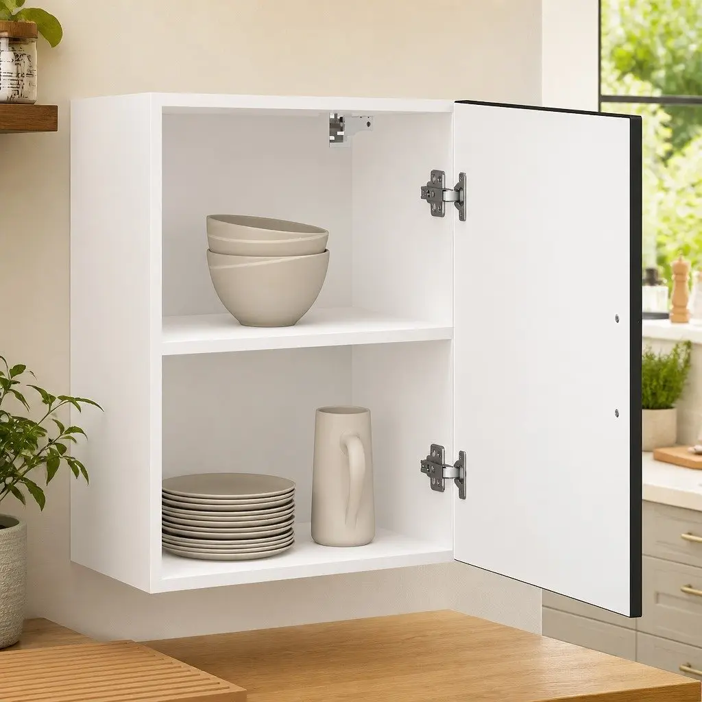 Kitchen Wall Cabinet Storage Cupboard Wall-Mounted Engineered Wood White