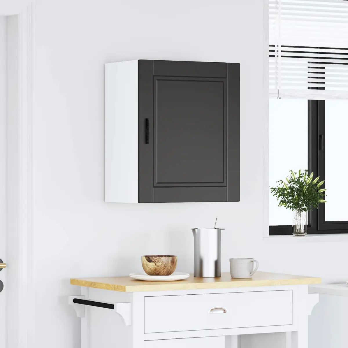 Kitchen Wall Cabinet Storage Cupboard Wall-Mounted Engineered Wood White