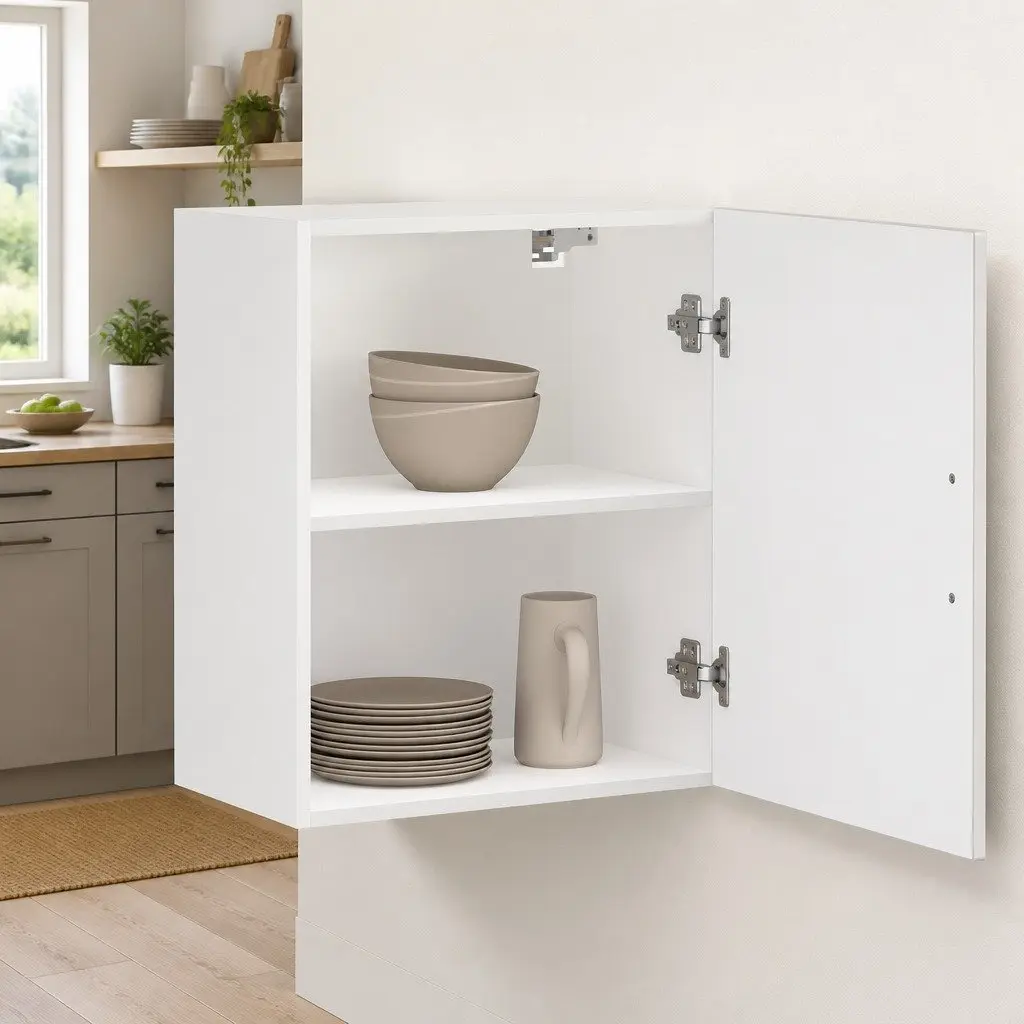 Kitchen Cabinet Wall-Mounted Engineered Wood Grey High Gloss