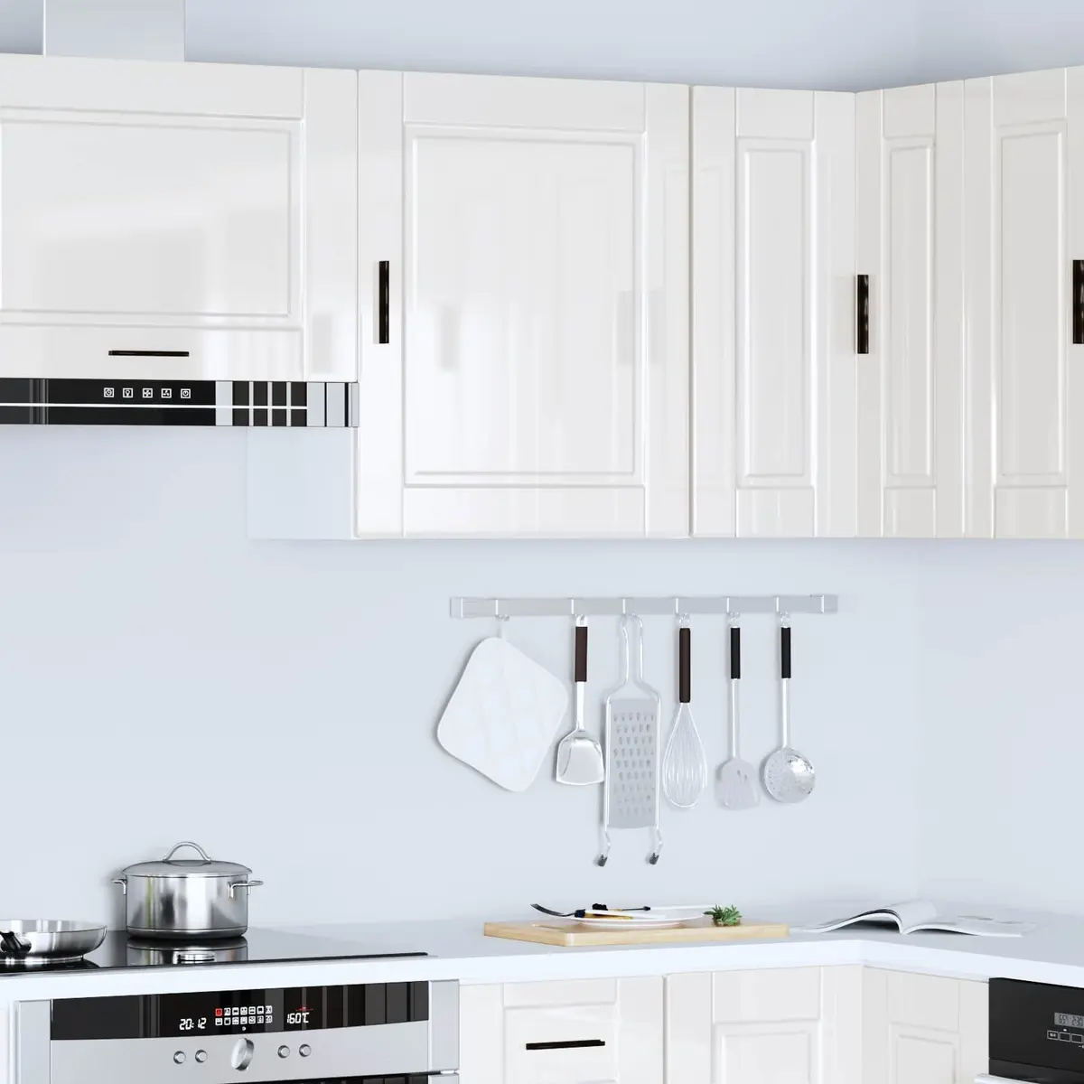 Kitchen Cabinet Wall-Mounted Engineered Wood Grey High Gloss