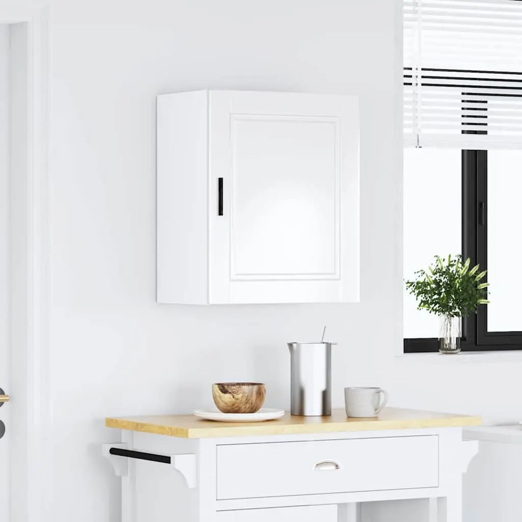 Kitchen Cabinet Wall-Mounted Engineered Wood Grey High Gloss