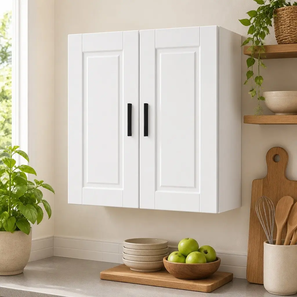 Kitchen Wall Cabinet White Engineered Wood Storage Organiser Cupboard Unit