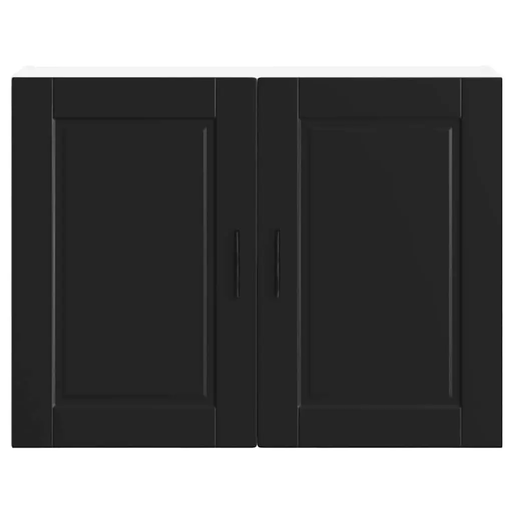 Kitchen Wall Cabinet Black Engineered Wood Storage Cupboard Organiser