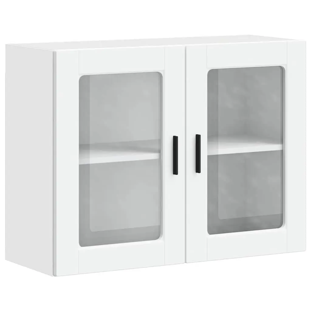 White Kitchen Wall Cabinet Glass Door Mounted Storage Unit