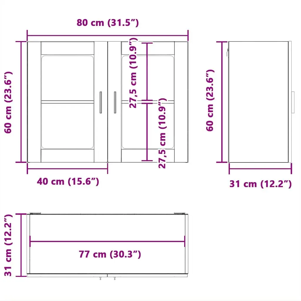 White Kitchen Wall Cabinet Glass Door Mounted Storage Unit