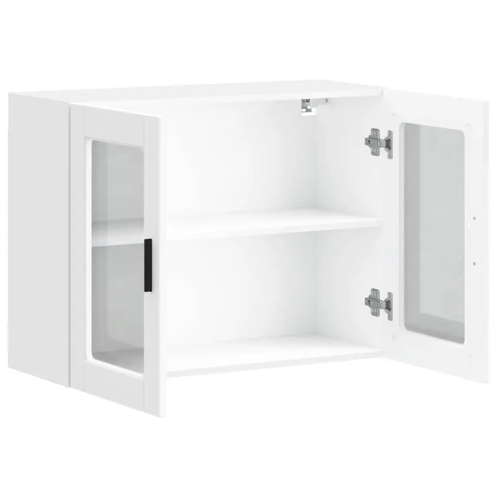 White Kitchen Wall Cabinet Glass Door Mounted Storage Unit