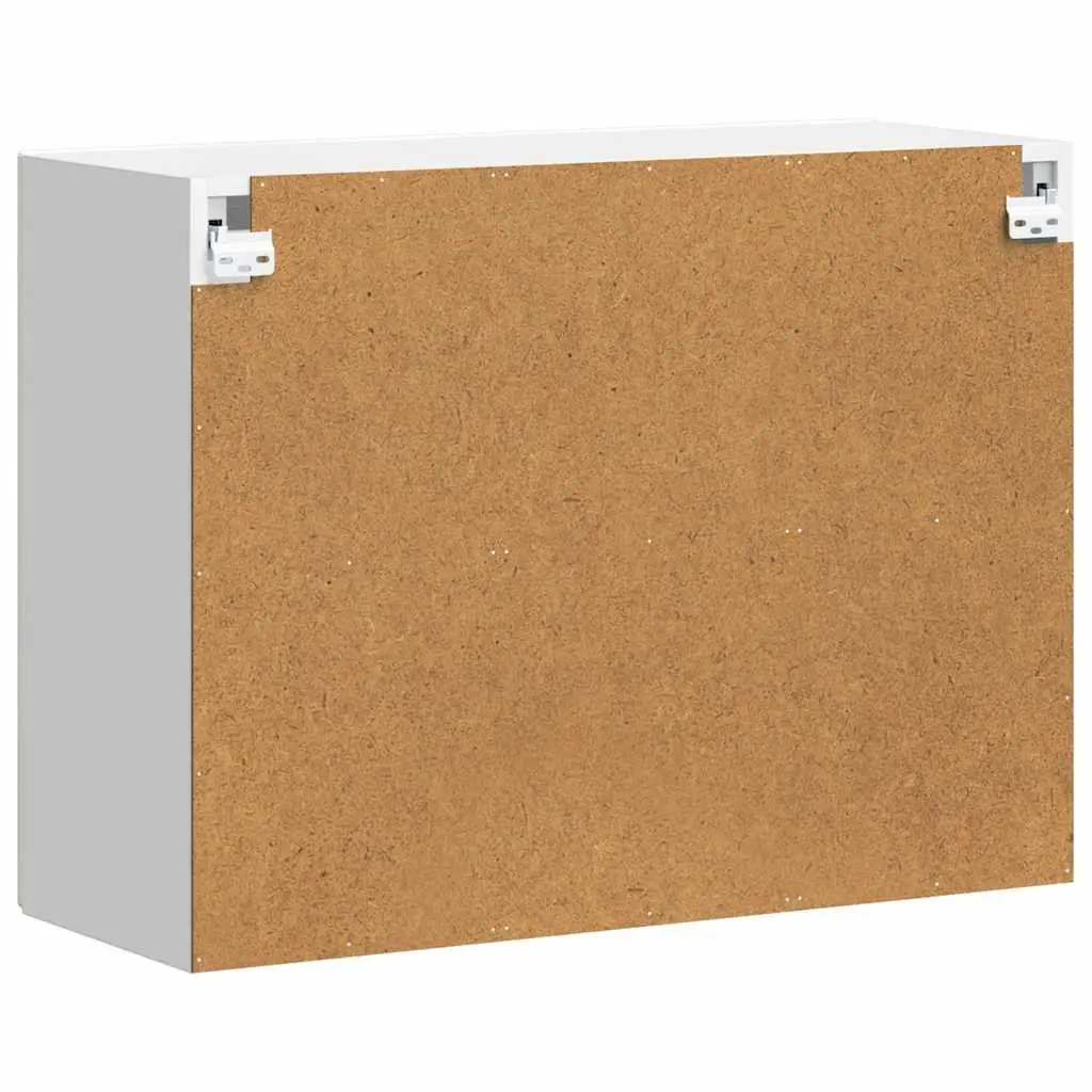 White Kitchen Wall Cabinet Glass Door Mounted Storage Unit