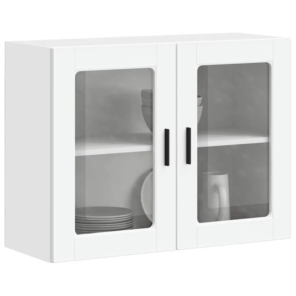 White Kitchen Wall Cabinet Glass Door Mounted Storage Unit