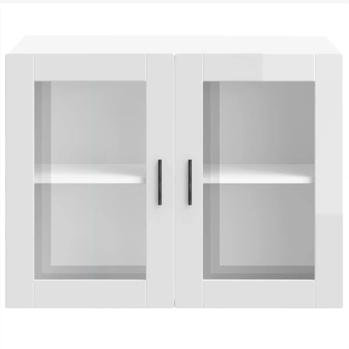 Kitchen Wall Cabinet Glass Door White High Gloss Storage Cupboard Wall-Mounted