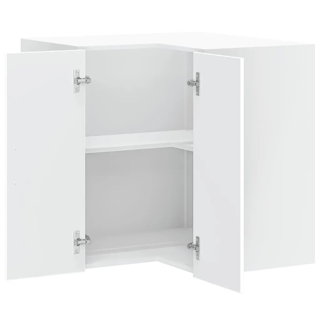 Kitchen Wall Corner Cabinet White Engineered Wood Storage Cupboard