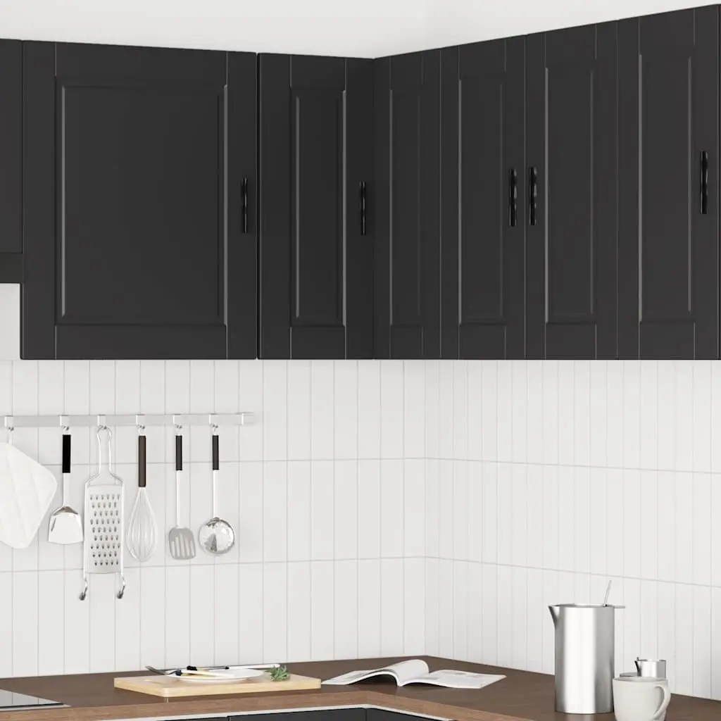 Kitchen Wall Corner Cabinet Black Engineered Wood Storage Unit Cupboard