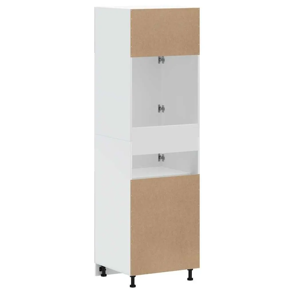 White Kitchen Cupboard Storage Cabinet Engineered Wood Adjustable Feet Doors