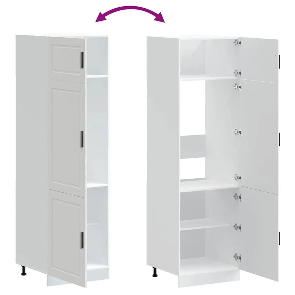 White Kitchen Cupboard Storage Cabinet Engineered Wood Adjustable Feet Doors