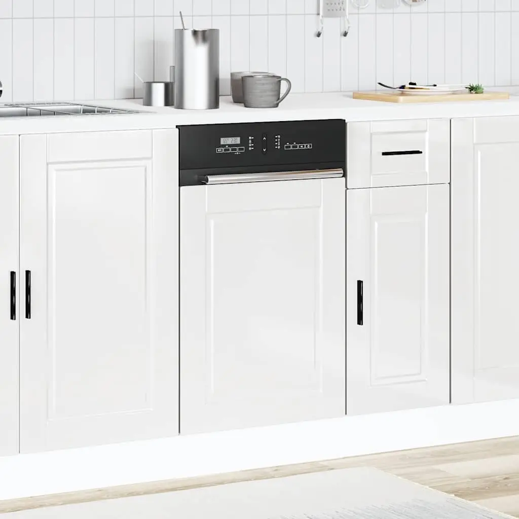 Dishwasher Panel White High Gloss Kitchen Cabinet Front Cover Engineered Wood