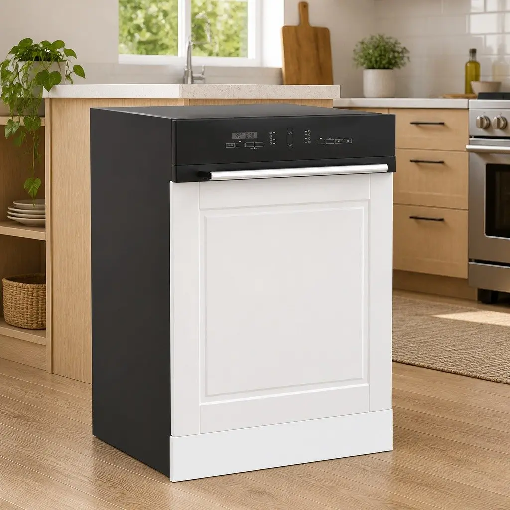 Dishwasher Panel White Engineered Wood 60x1.5x57cm