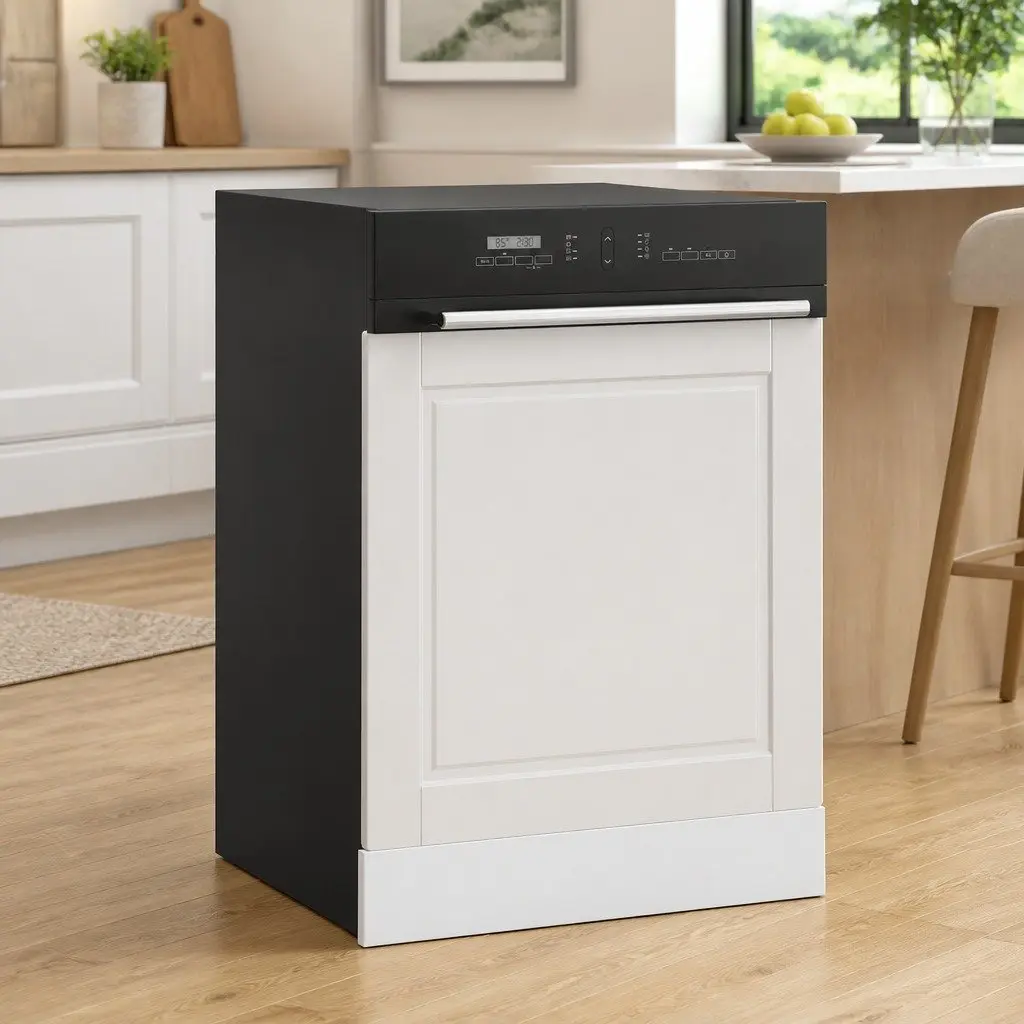 Dishwasher Front Cover Engineered Wood High Gloss White Panel 60x15x57cm