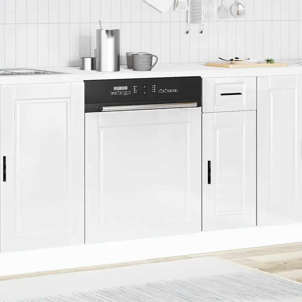 Dishwasher Front Cover Engineered Wood High Gloss White Panel 60x15x57cm