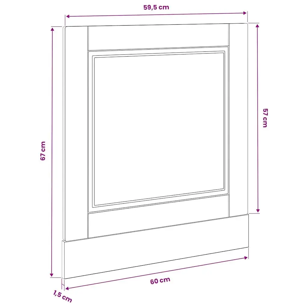 Dishwasher Front Cover Engineered Wood High Gloss White Panel 60x15x57cm