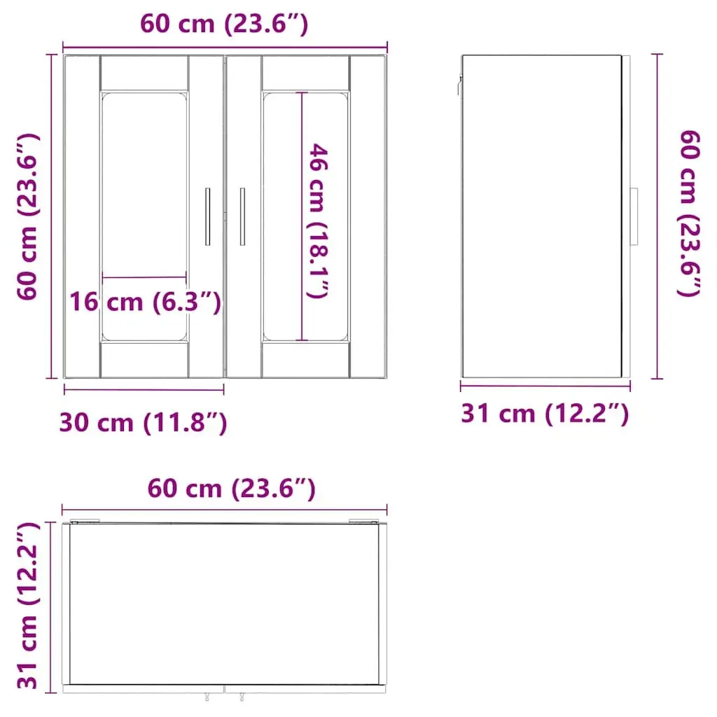 Kitchen Wall Cabinet Glass Door Black Storage Organiser Wall-Mounted Cupboard