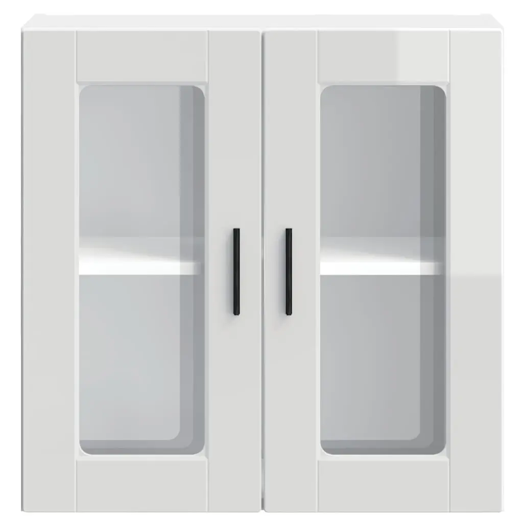 Kitchen Wall Cabinet Glass Door White High Gloss Storage Shelving Unit Organiser