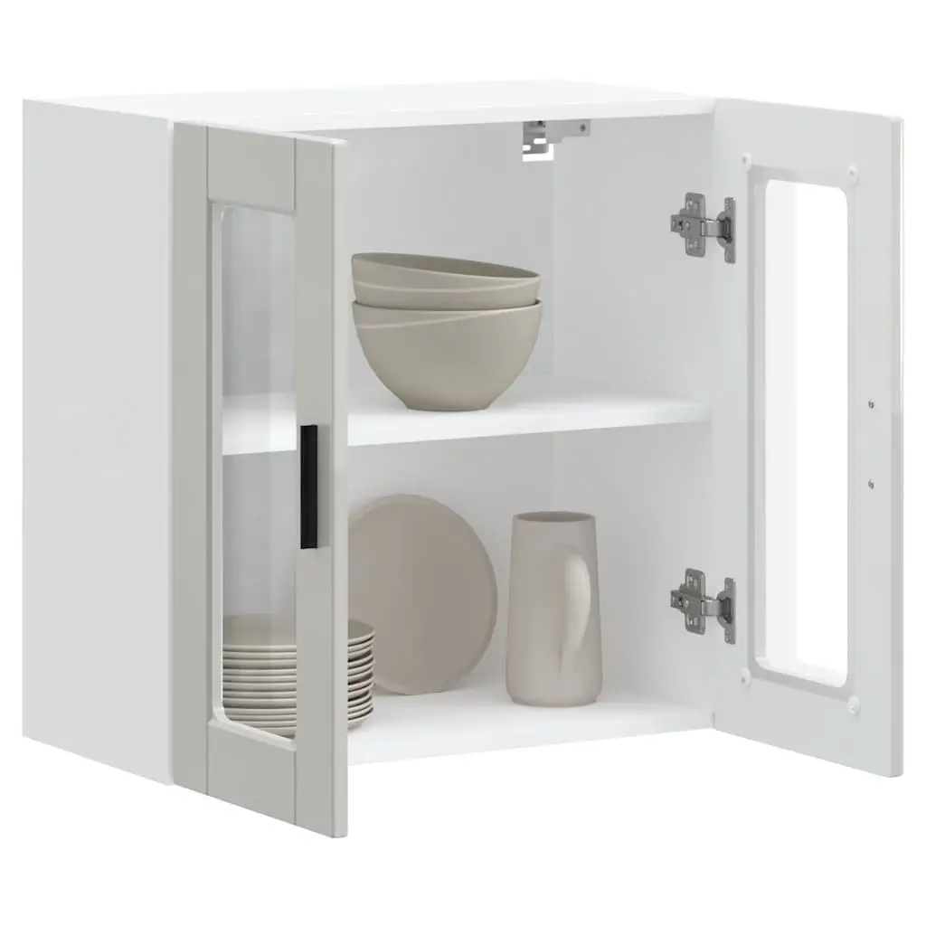 Kitchen Wall Cabinet Glass Door White High Gloss Storage Shelving Unit Organiser