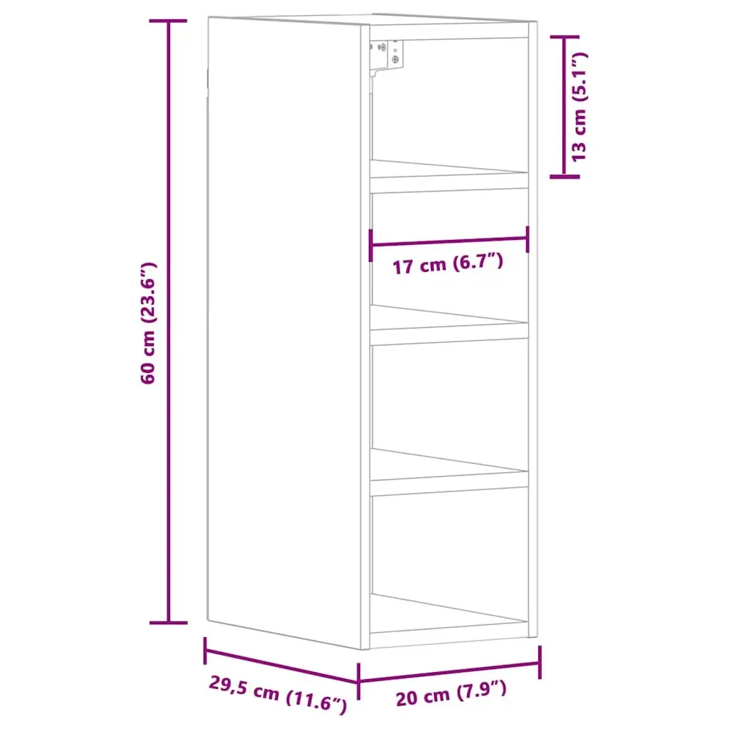 Wall-Mounted Kitchen Cabinet Storage Engineered Wood White 20x29.5x60cm