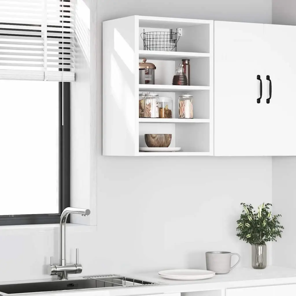 Hanging Kitchen Cabinet White Wall-Mounted Storage Engineered Wood 40x29.5x60cm