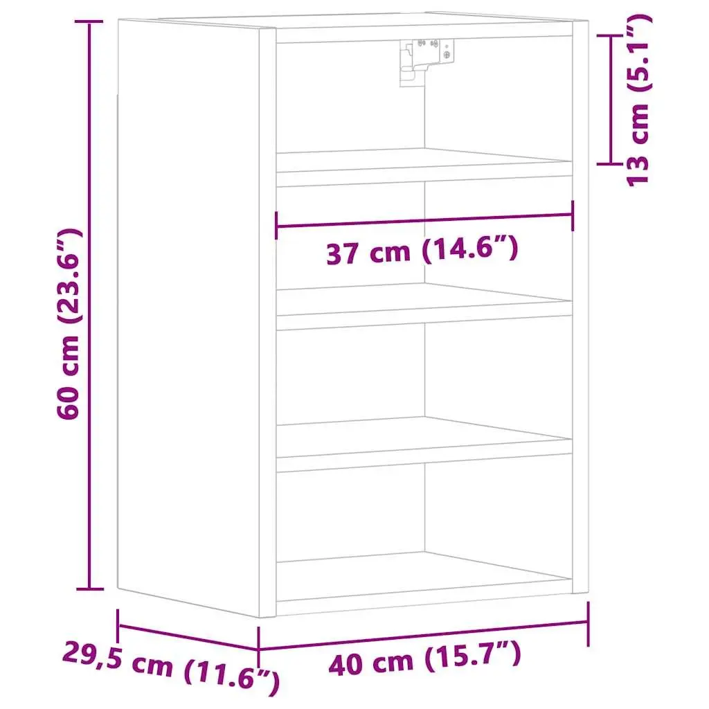 Hanging Kitchen Cabinet White Wall-Mounted Storage Engineered Wood 40x29.5x60cm